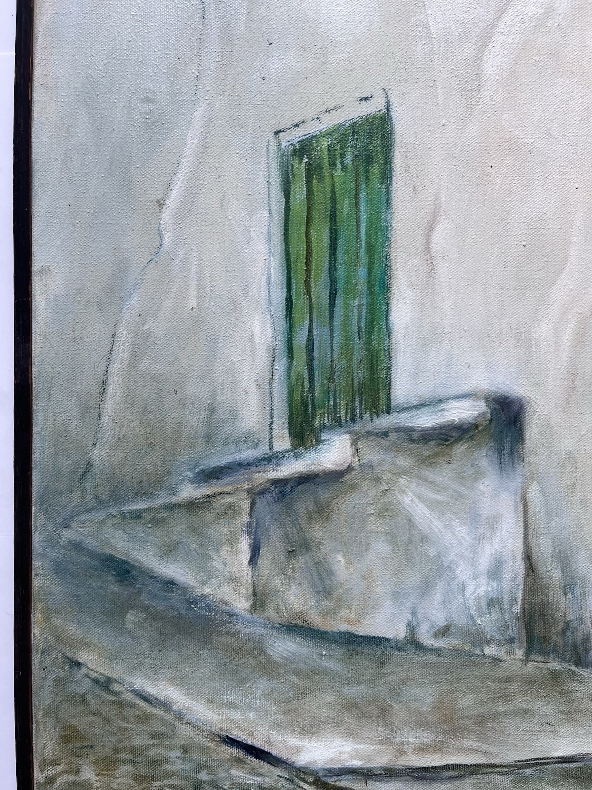 Mid Century 50s 60s Jack Paul Maroon Oil Painting Blue Door Street Spain Realism
