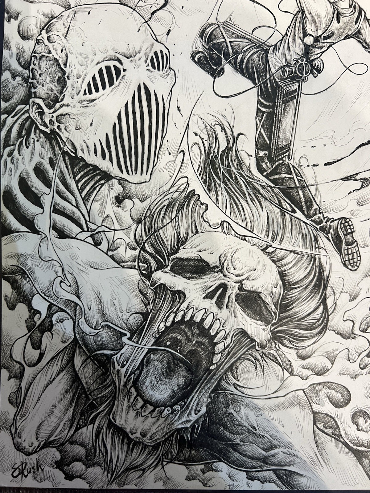 Levi Ackerman Original Comic Art Attack on Titan Sandra Rush Drawing Poster