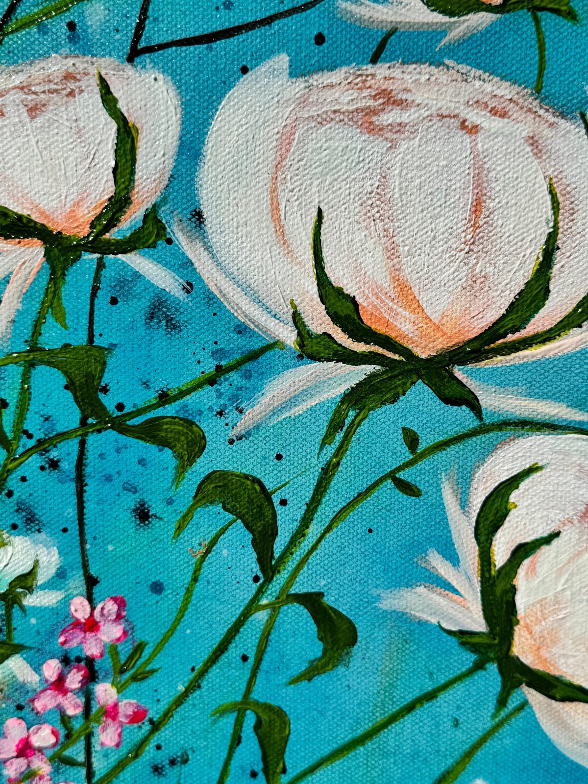 Floral Canvas Painting of Flower Art Floral Artwork Flower Painting Canvas