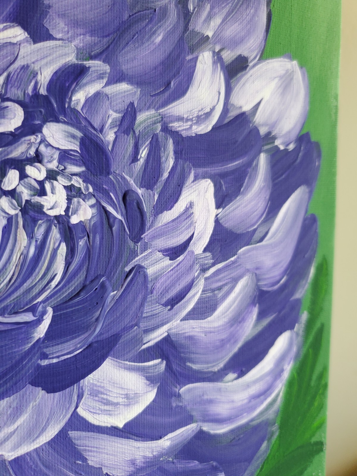 Handmade Painting Acrylic Art Panel 12x9x1/16in Decor Lilac Dahlia Flower