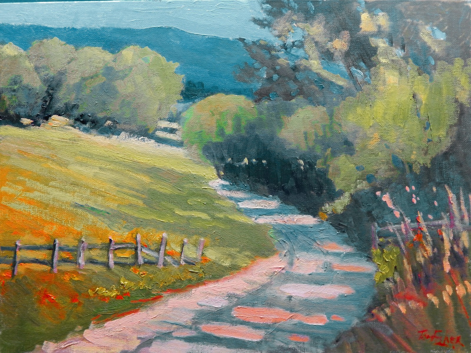 Hill Country hill valley realistic Impressionism oil Painting landscape