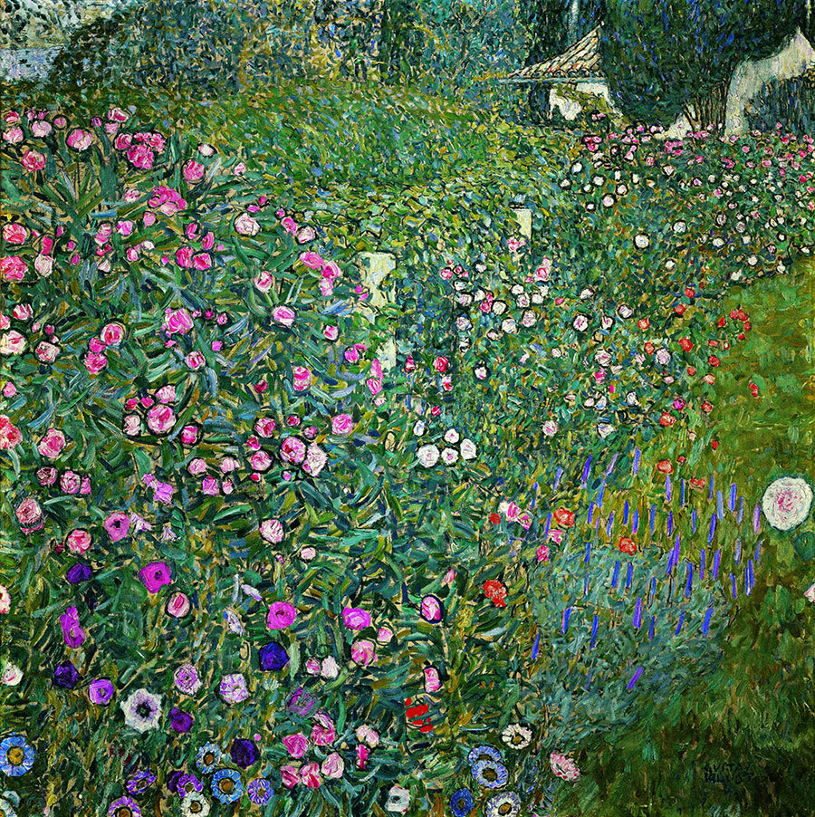 Oil painting Gustav Klimt Italian Garden Landscape spring season with flowers