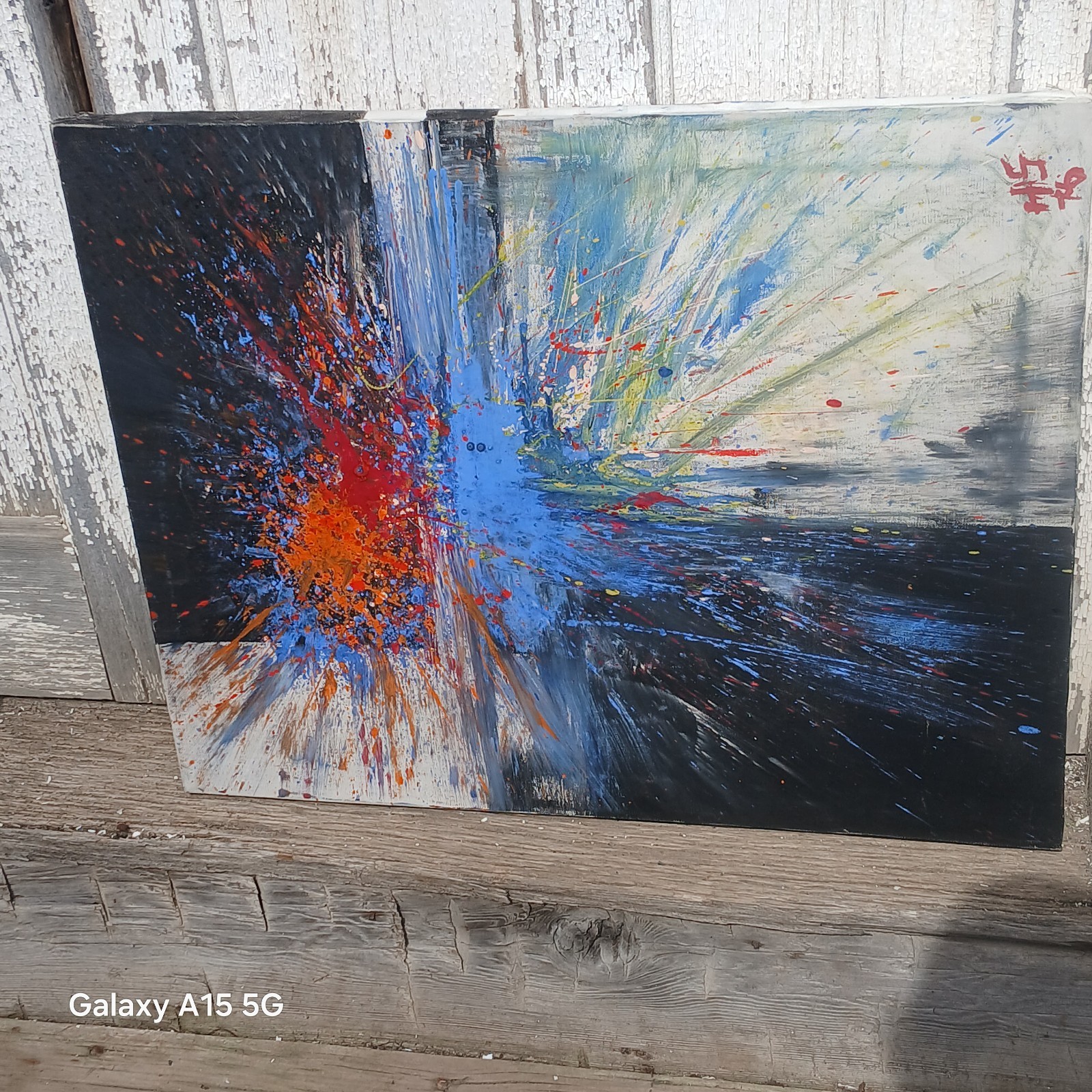 Modernist Abstract Acrylic on Canvas 22×28 In