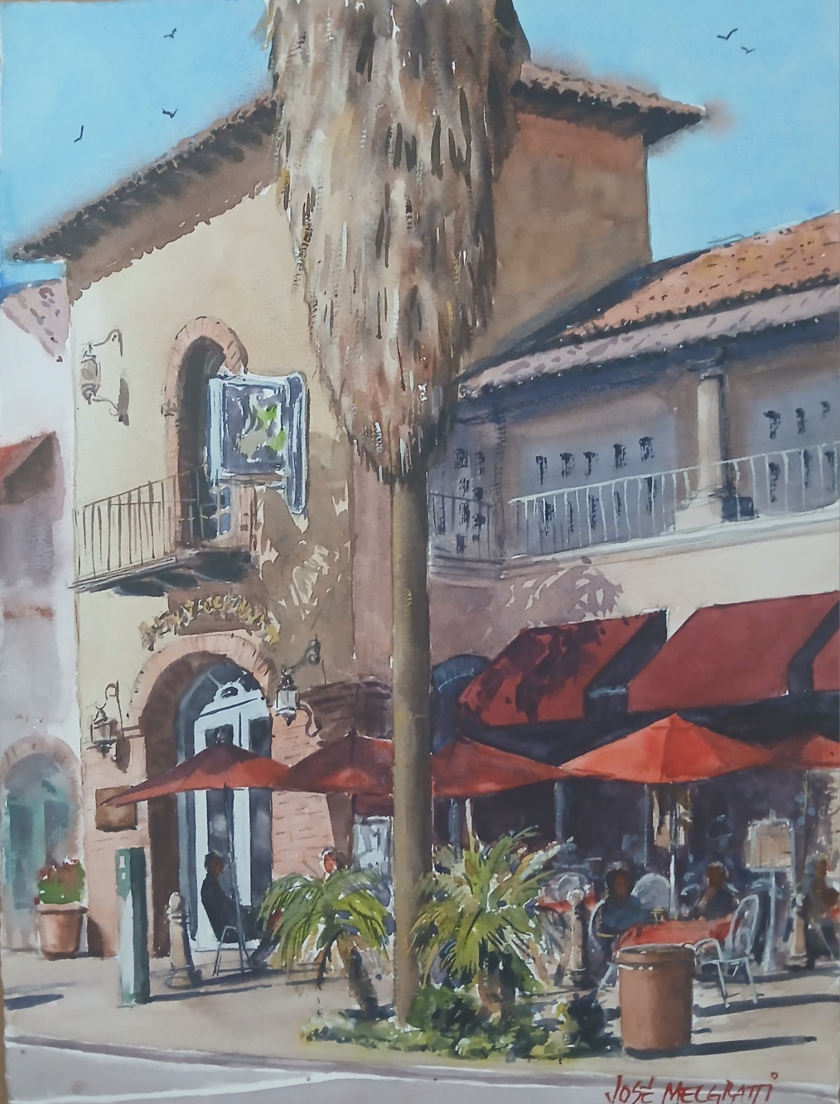 Watercolor Original Painting Downtown Palm Springs, CA 12″ x 16″ NOT A PRINT