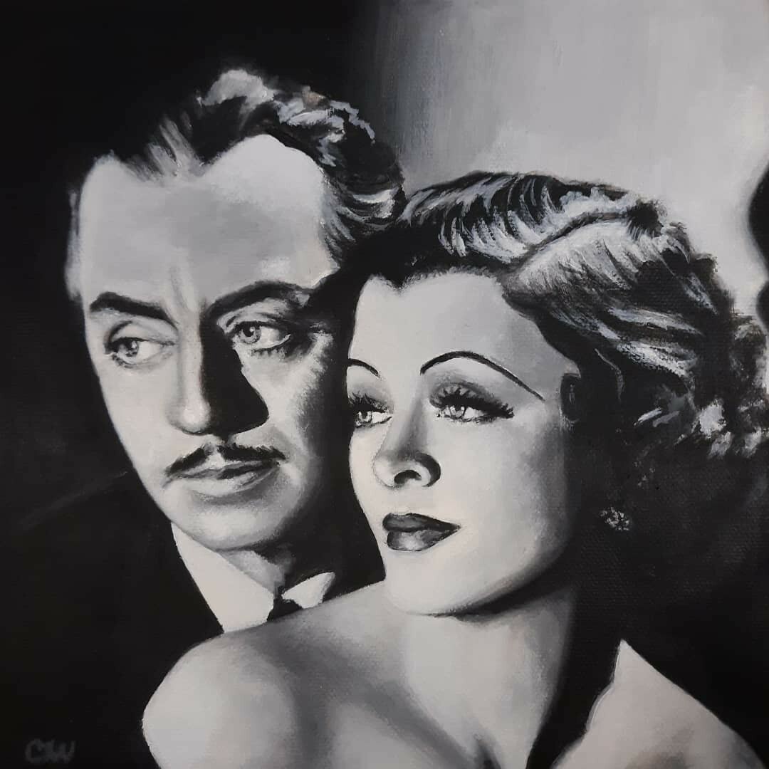William Powell Myrna Loy Film Art Painting 8×8 Canvas Movie Memorabilia Portrait