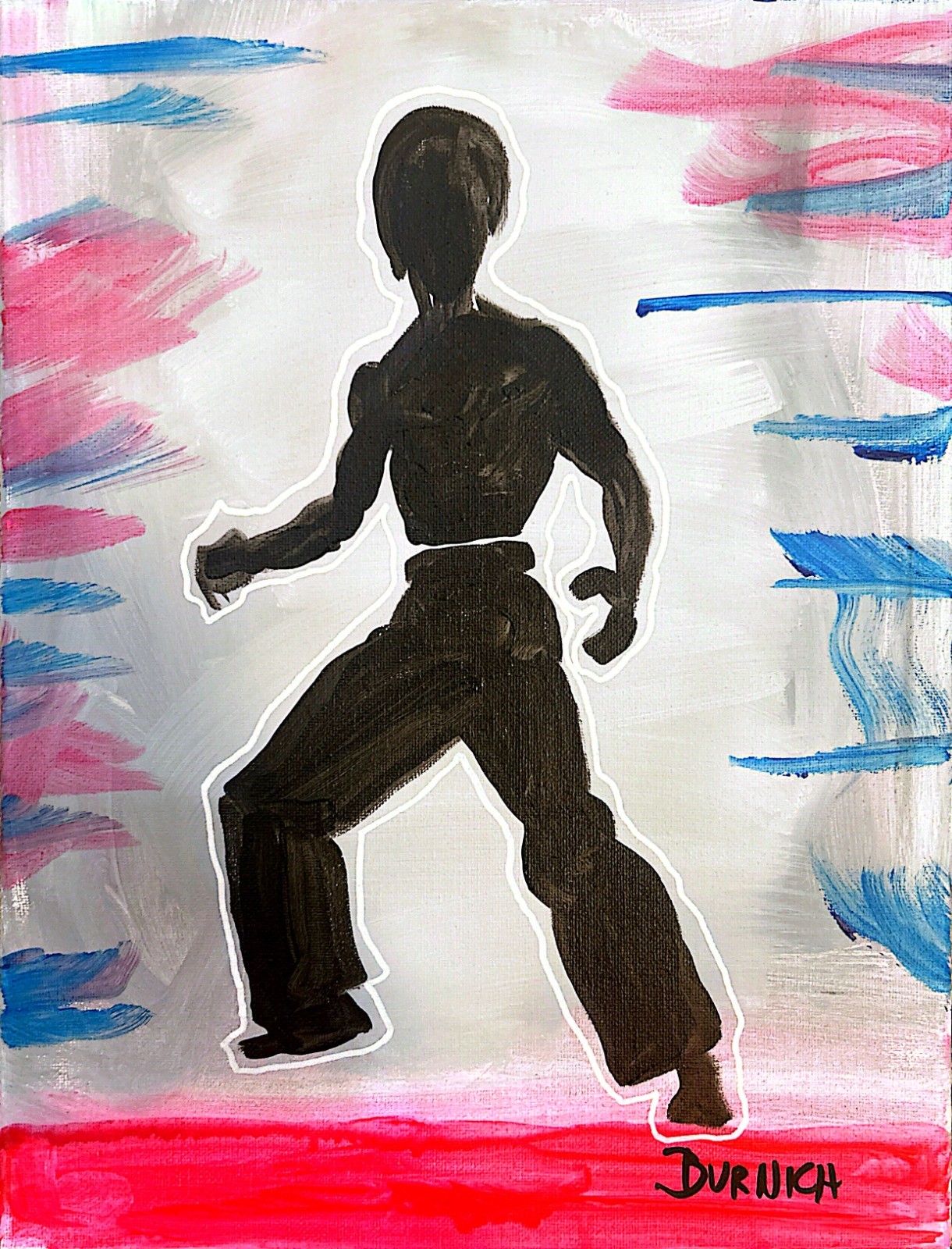 Bruce Lee Silhouette 11×14 Acrylic Painting Inspired Neo Expressionism Canvas