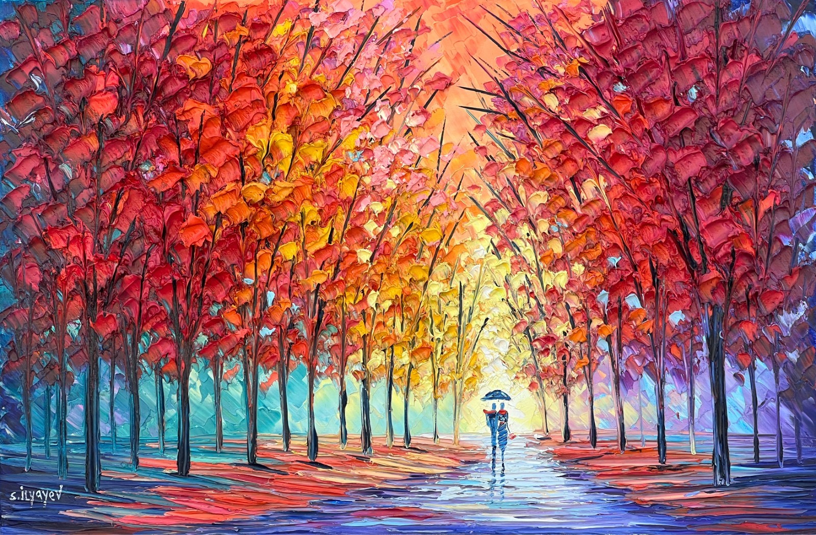 Slava Ilyayev – Luminous Walk – Original Oil on Canvas, Hand Signed, 61×40 cm