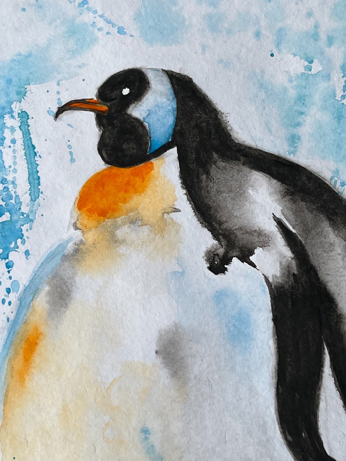 Penguin Painting Animal Original Art Wildlife Watercolor Wall Art 8 x 12 inches