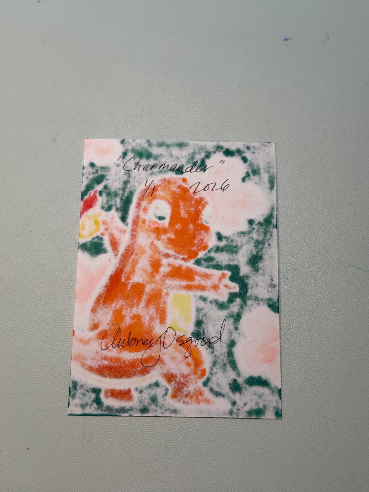 ACEO Original Pokemon Fanart “Charmander”, Mini Art 2.5 x 3.5 Inches Anime