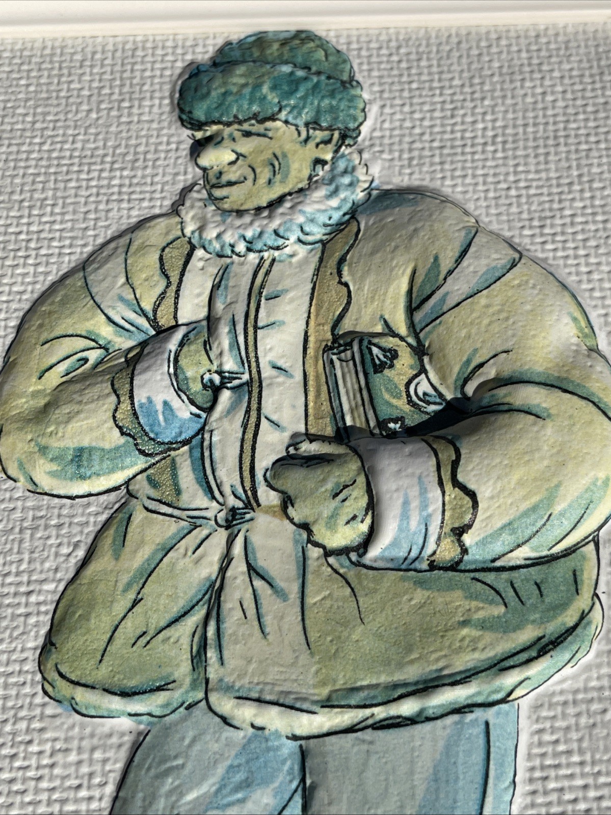 VTG 2D East European 1940s Hand Cast Paper Artwork Winter Prague Czech Signed