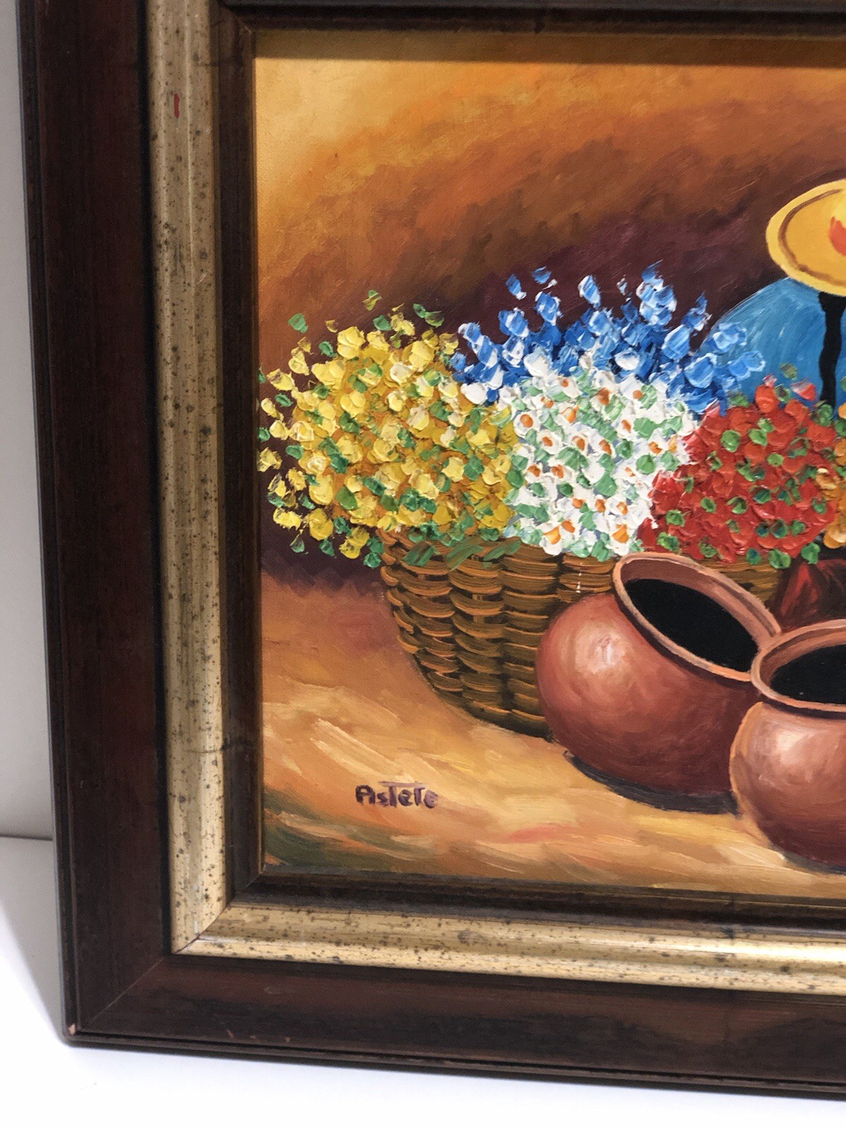 Beautiful Peruvian Folk Art Painting Signed by Estete