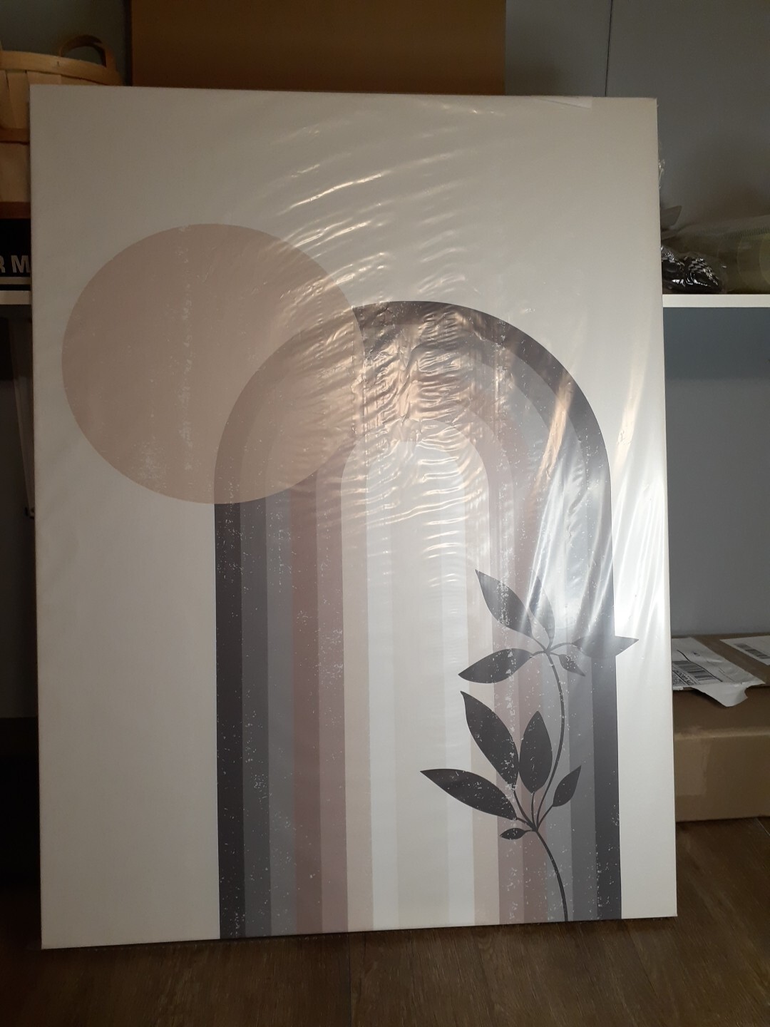 Design Abstract Rainbow Sun And Moon In Earth Tones ||| Wall Art Canvas