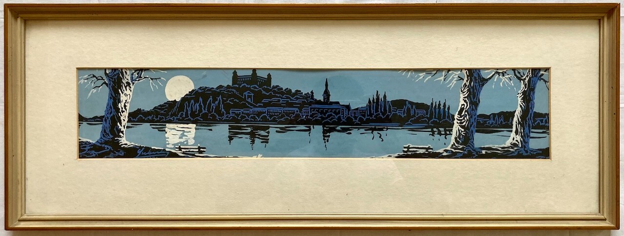 Original Painting BRATISLAVA – SLOVAKIA – CITYSCAPE – CASTLE – RIVER – 1970