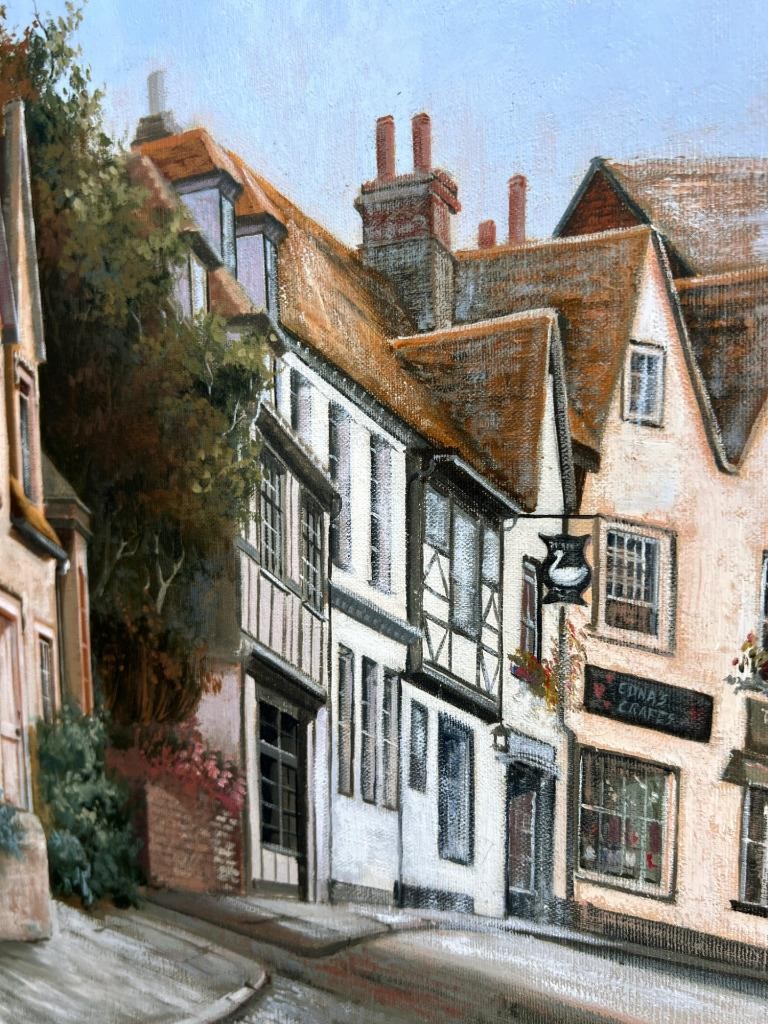 Mermaid Street Rye East Sussex England Landscape Oil Painting Artist Signed Art