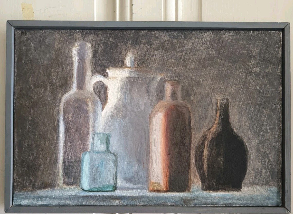 Oil on Canvas Mireille Besson (1931 ” Still Life With Coffee Maker ” 2004 🖼