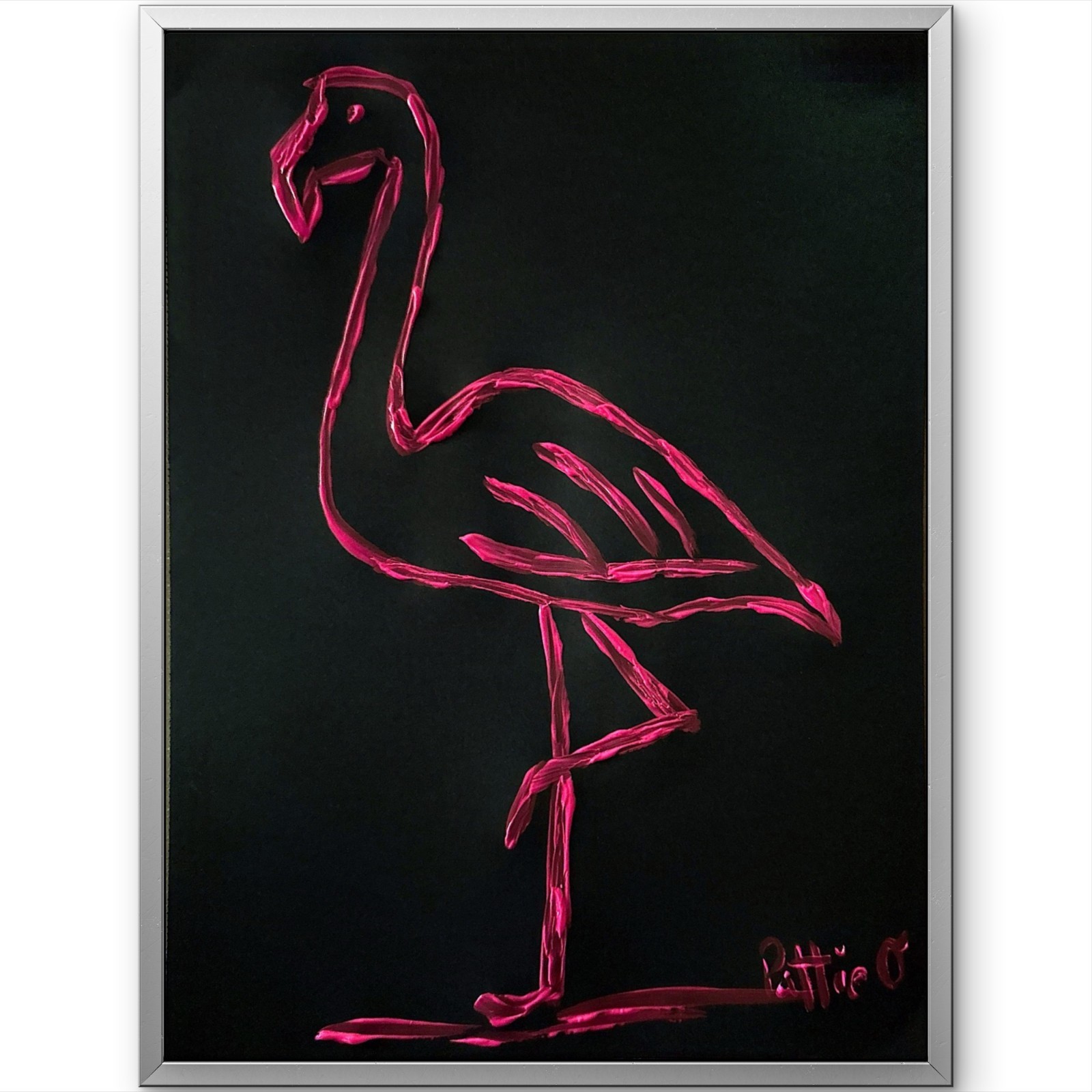 Midnight Flamingo Modern Pop Art Painting 9×12 Signed Gallery Paper Acrylic