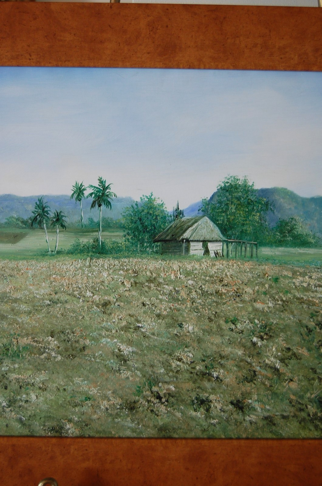 ORIGINAL SIGNED FRAMED OIL ROYAL PALMS, BOHIO AND MOGOTES VINALES LANDSCAPE CUBA