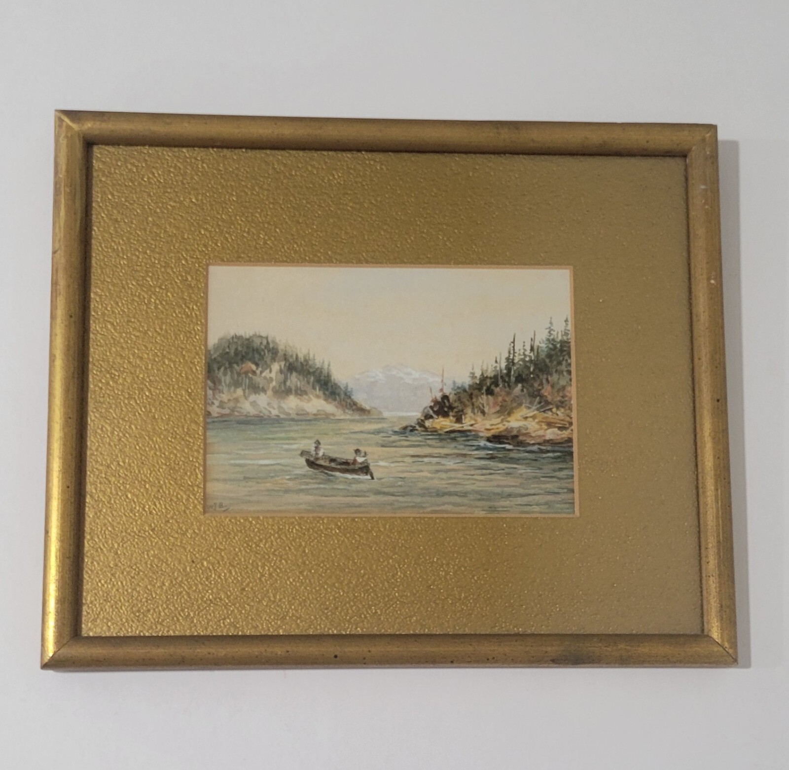Walter James Baber Fishing Watercolor 4.5 X 5.5 in Canadian Artist 1856-1924