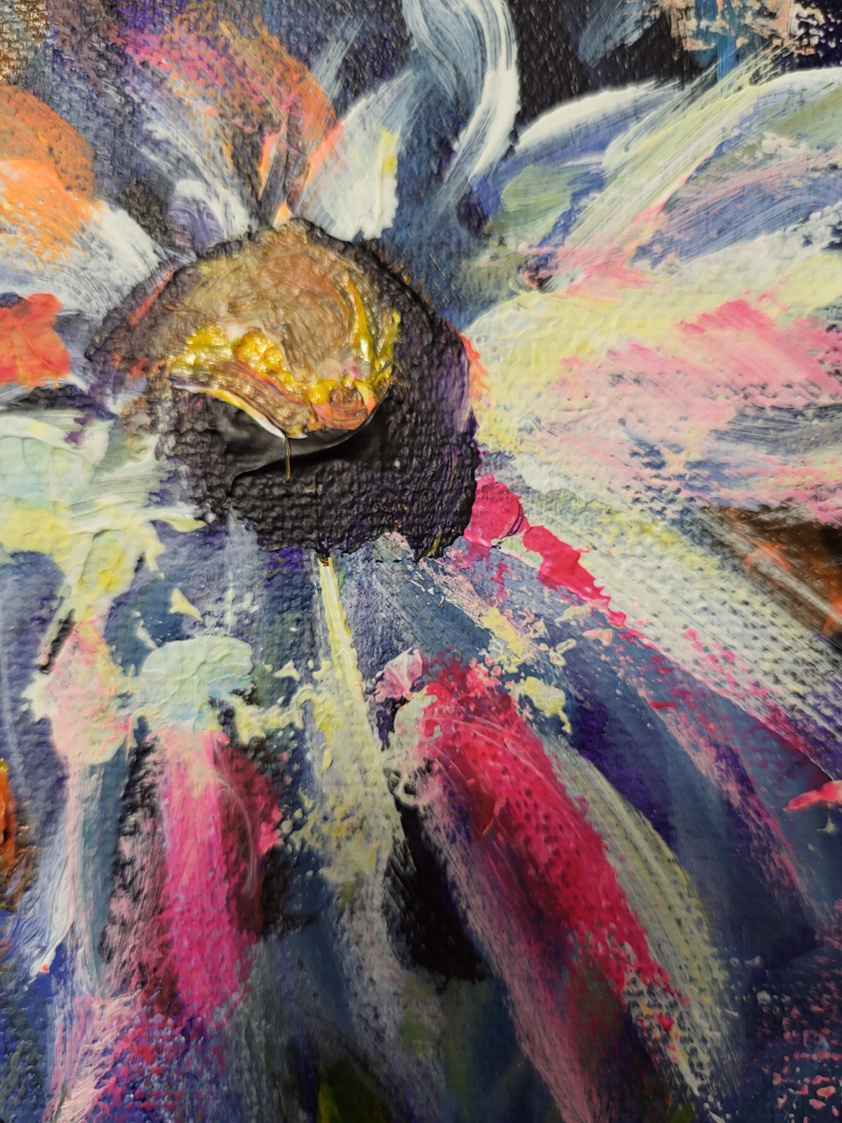 12 X 12 Loose Floral Acrylic Original Painting On Gallery Canvas, Daisies
