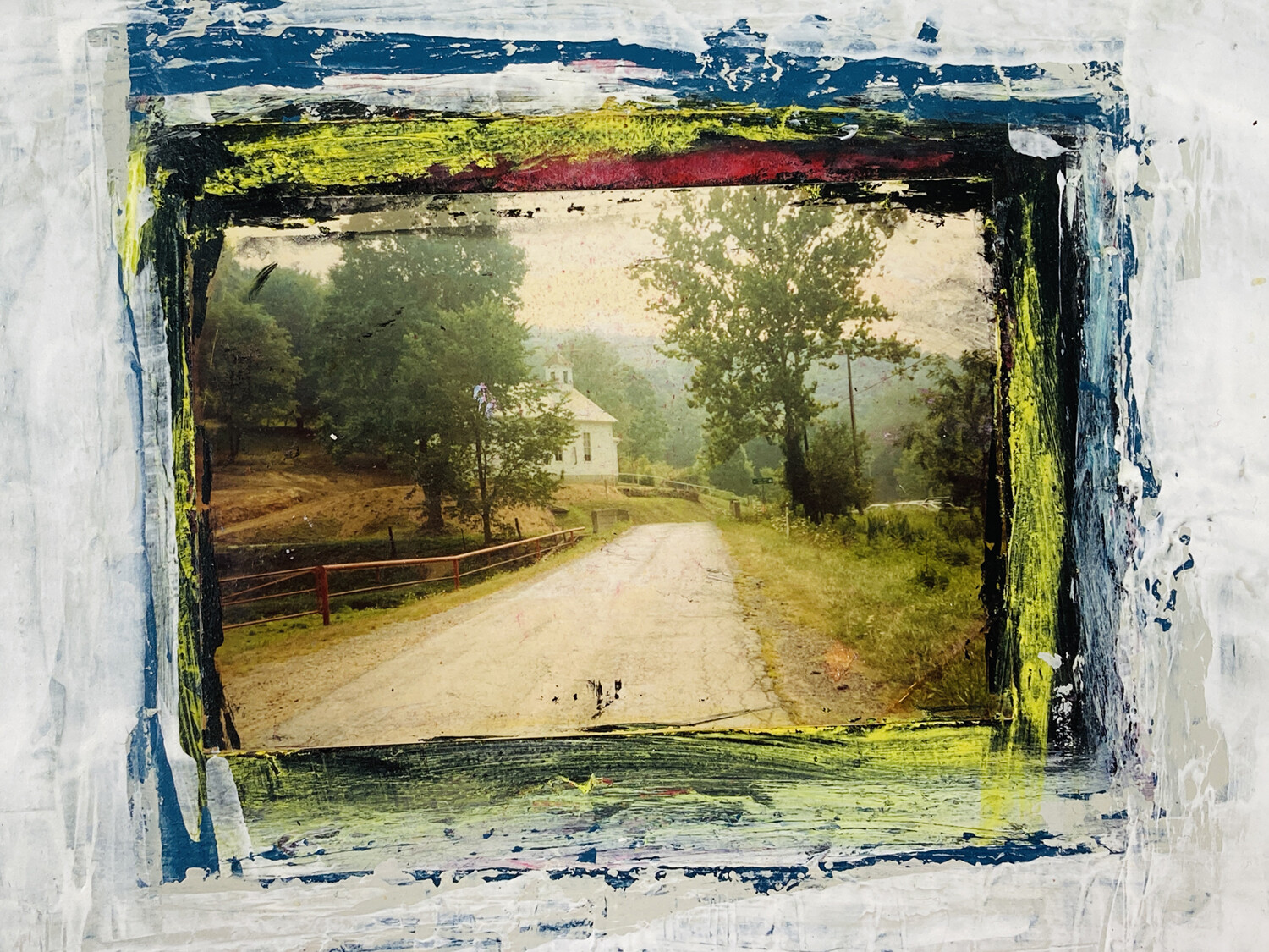 Photo Collage Painting West Virginia Country Church Religious 10×10 Canvas
