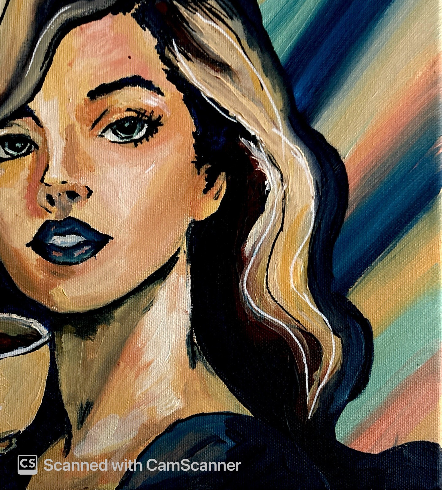 Original Acrylic Painting 14X11 Signed Canvas Art, Coffee Break Portrait