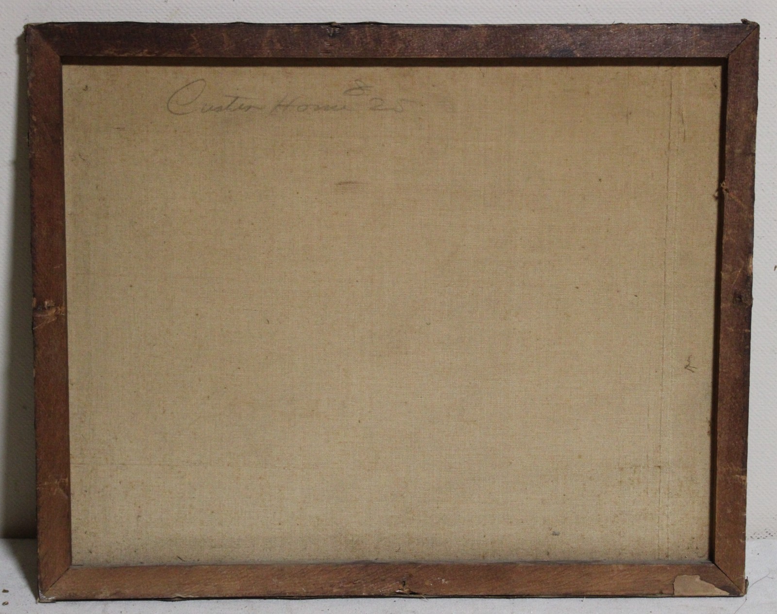 1920 ANTIQUE OIL PAINTING COUNTRY LANDSCAPE VILLAGE NEW ENGLAND SNOW STORM