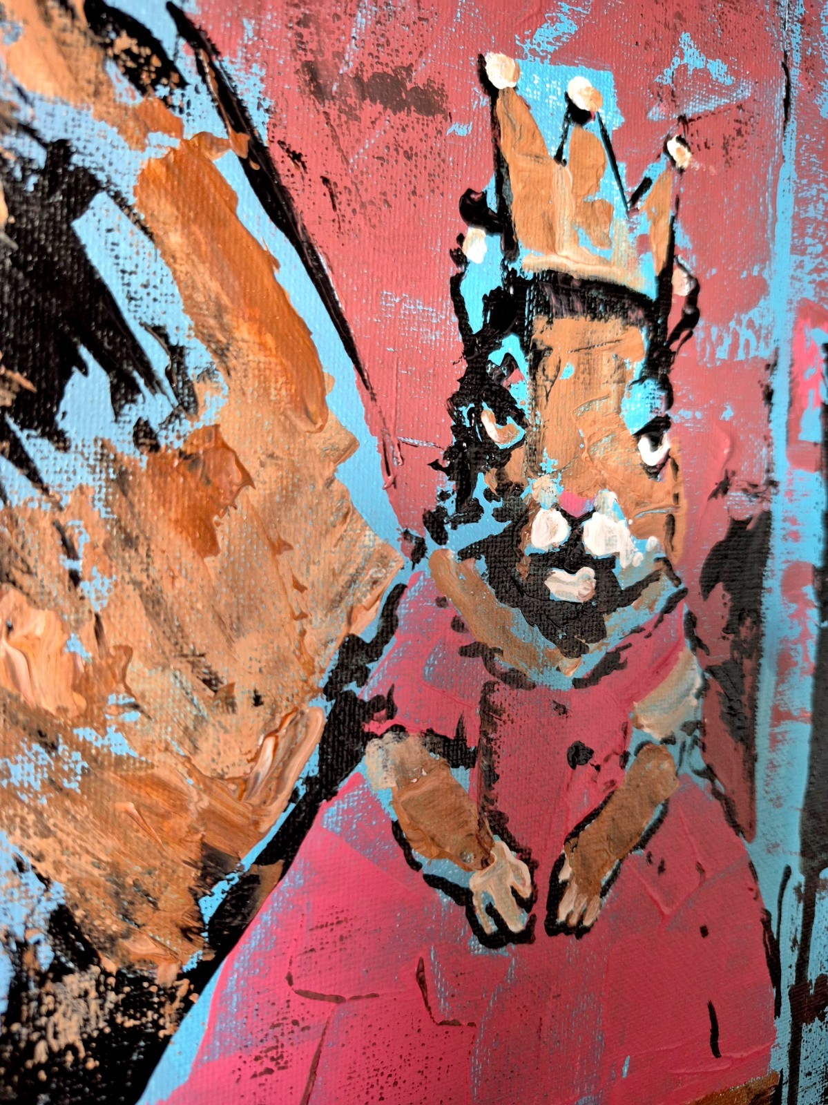 Original Hand Painted 11×14 Squirrel Princess Acrylic Canvas Bold Art Signed A71