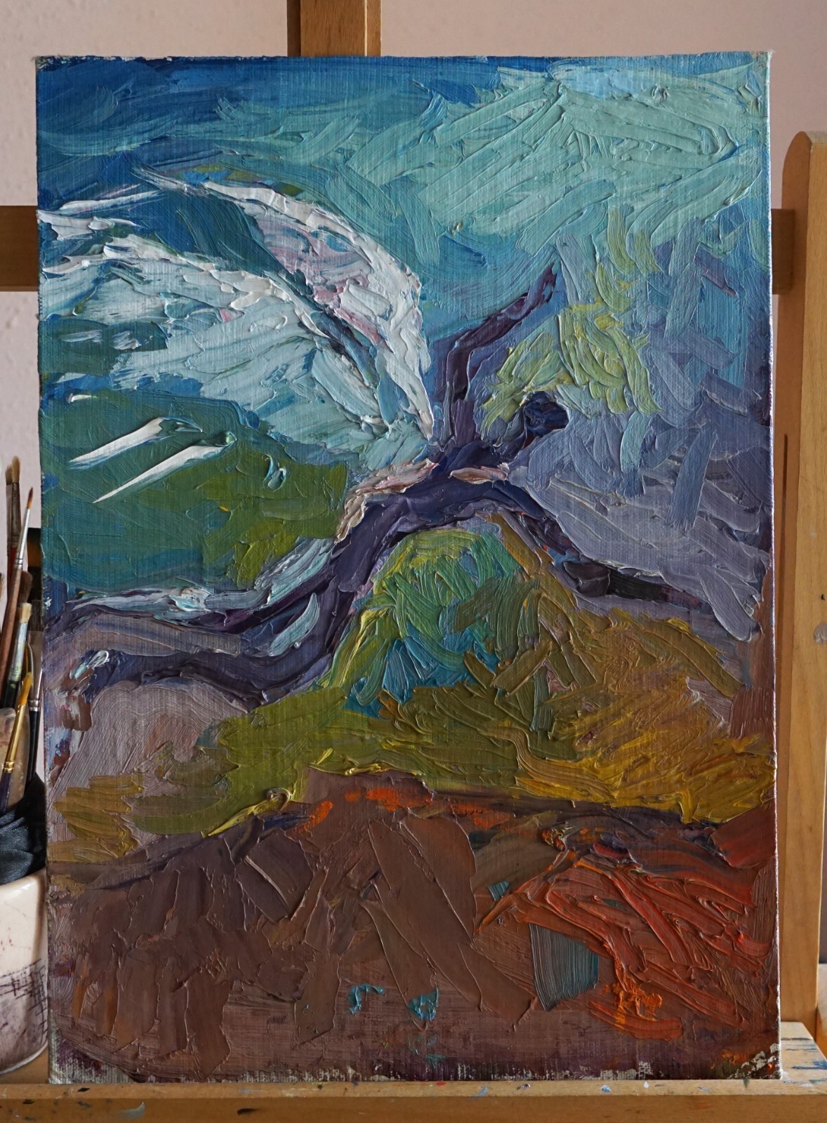 FLYING HIGH. Abstract expression Oil painting 35х49cm Ukrainian Original Art