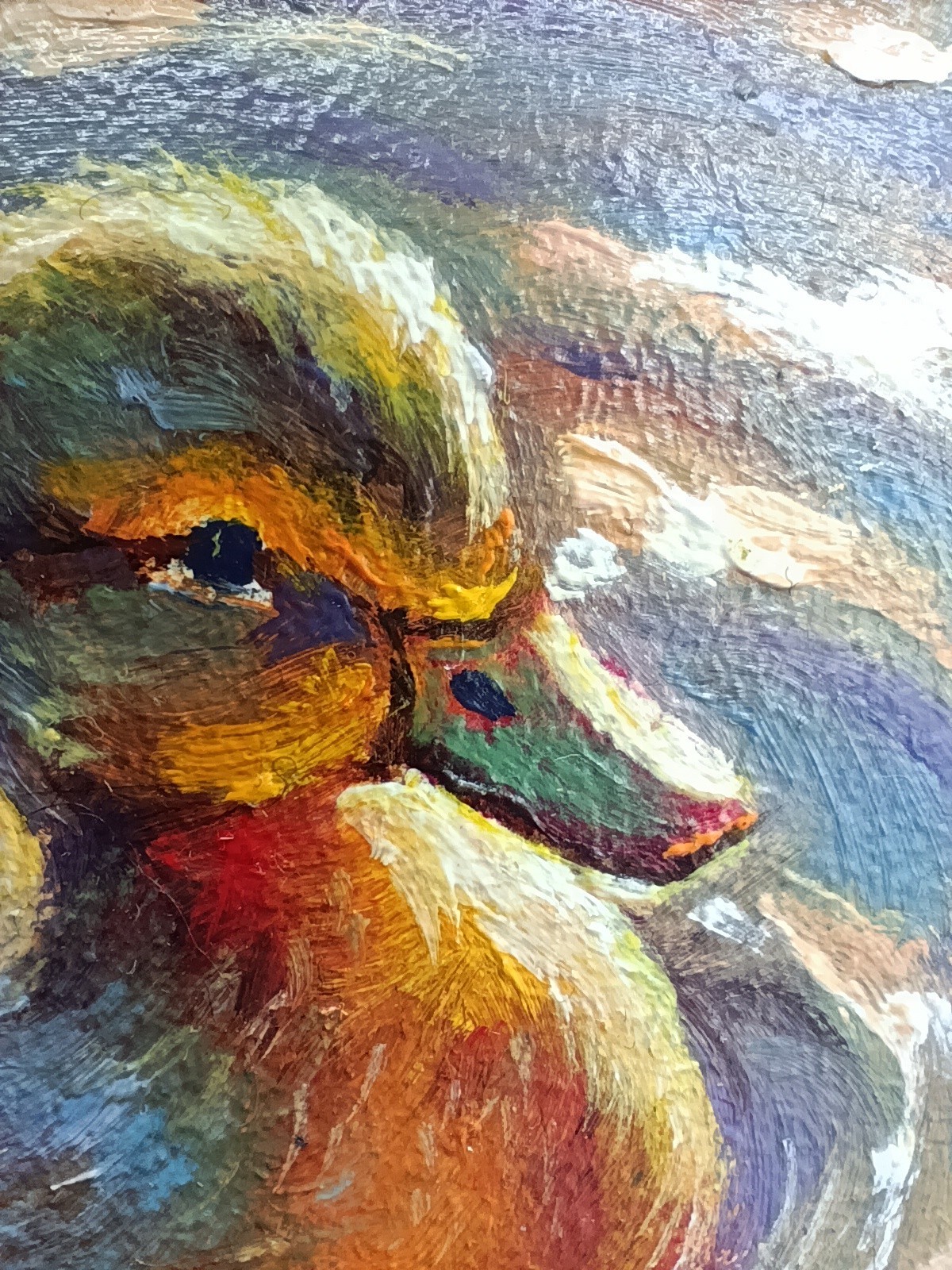 Duckling Original Oil Painting 4×4 Framed Signed Cute Baby Duck Water Pond Art