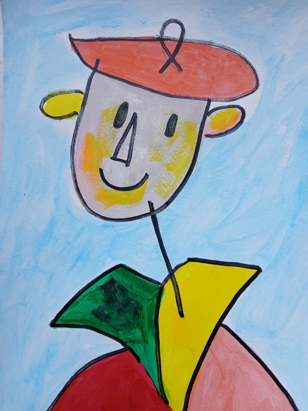 Expressionism/Abstract 11×14 Happy Man Colorful Hand Made Art Painting