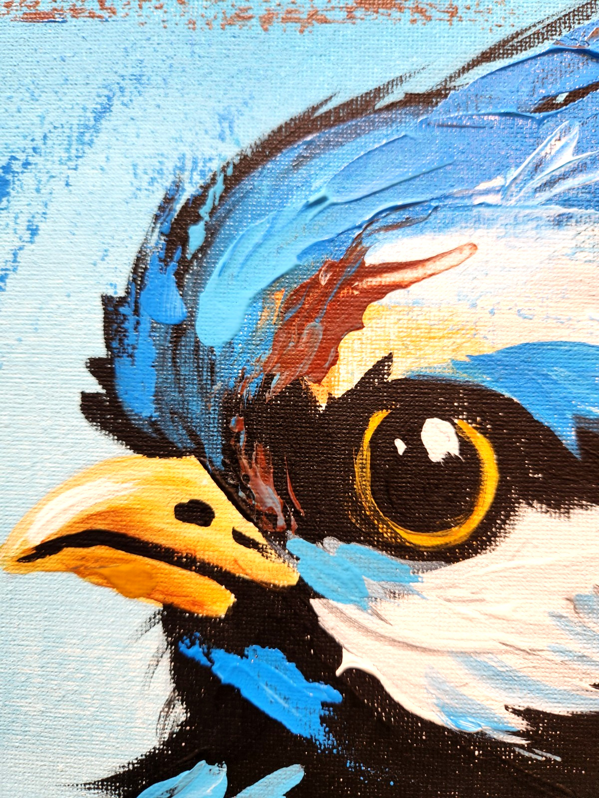 Bird Portrait Painting Original Colorful Animal Art by M Isaksen