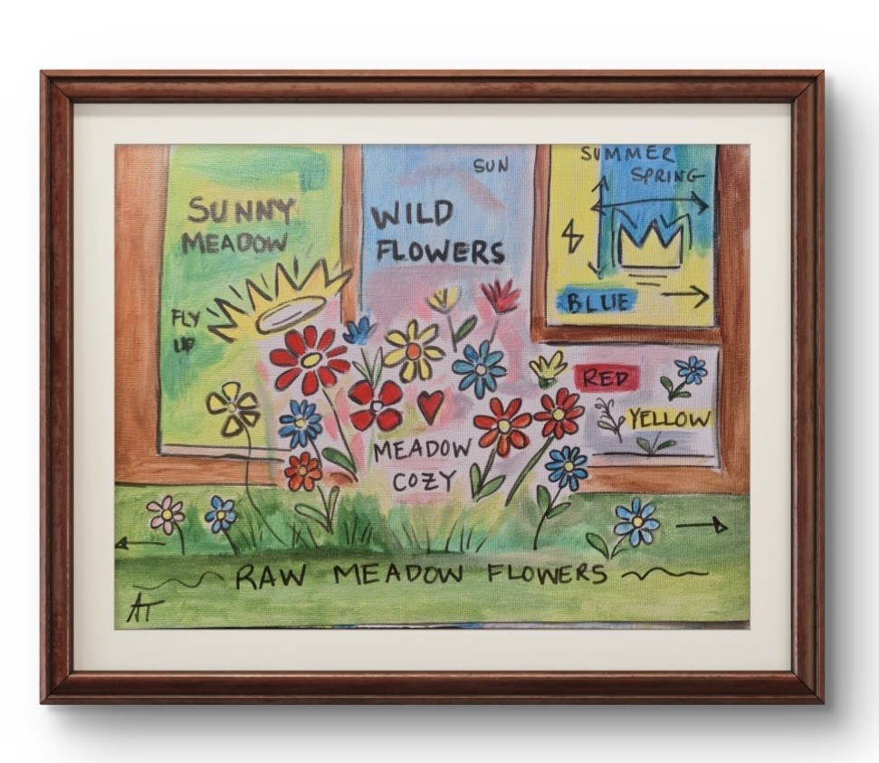 Original Acrylic 9×12 Wild Flowers Meadow Neo-Expressionist Signed Wall Art