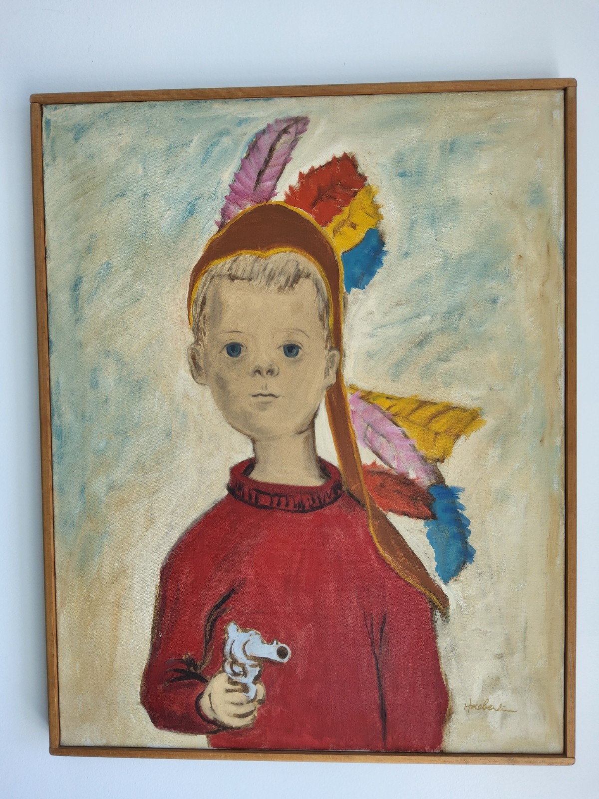 Mid Century Modern Oil Portrait Painting by Woodstock Artist Carolyn Haeberlin