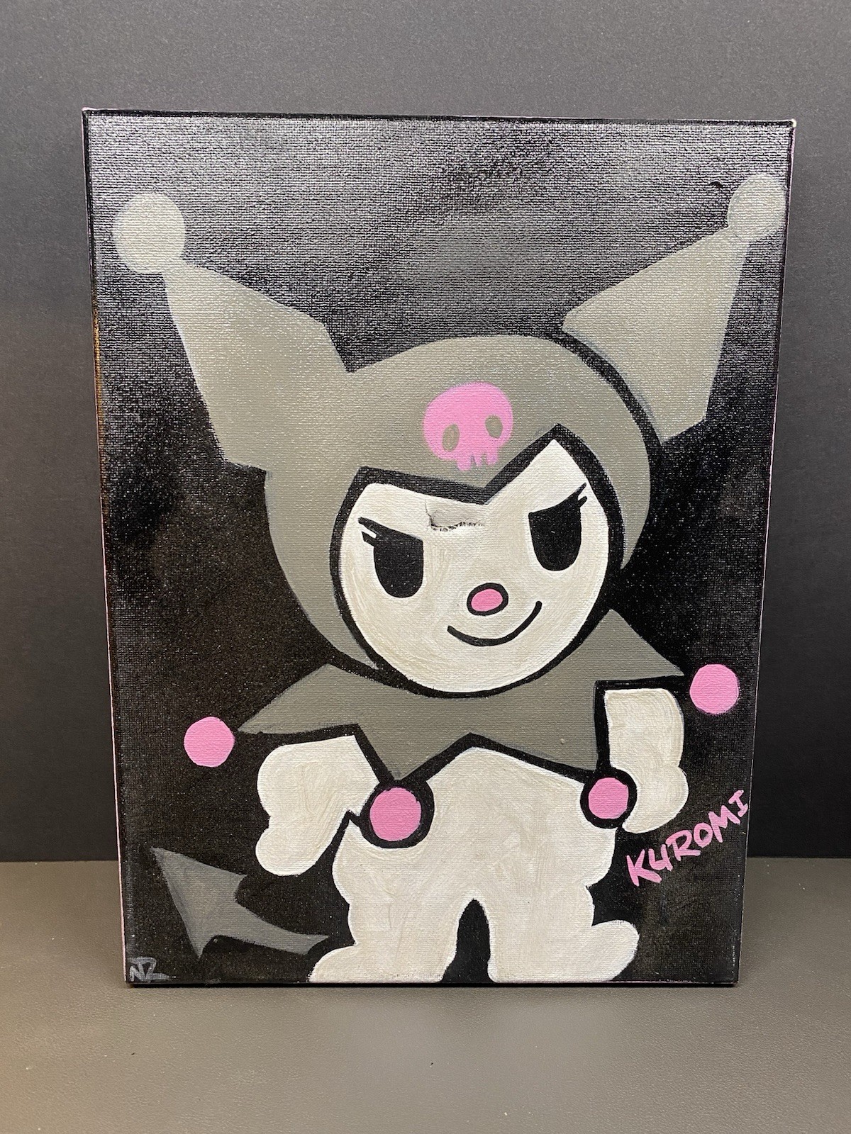 Pink Ghost Face/ Kuromi/ Coffin Pop Art Handmade Acrylic Canvas Paintings Lot
