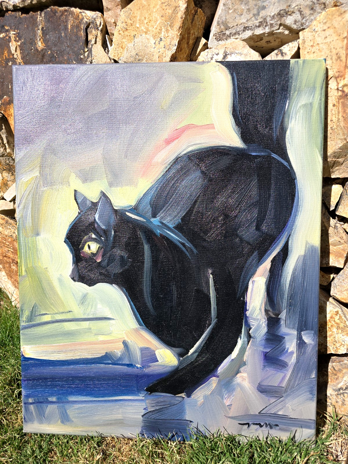 JOSE TRUJILLO Original Cat Painting “Good Luck Kitty ” 20 x 16