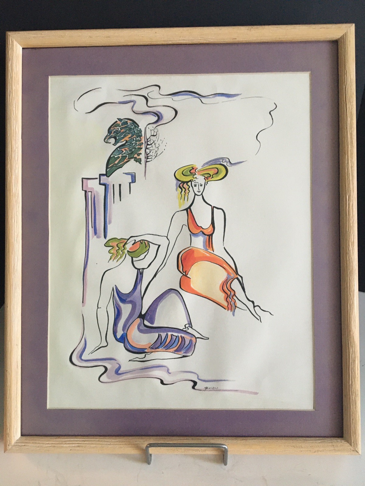 Original Signed Watercolor Framed Painting 21.5″ x 18″