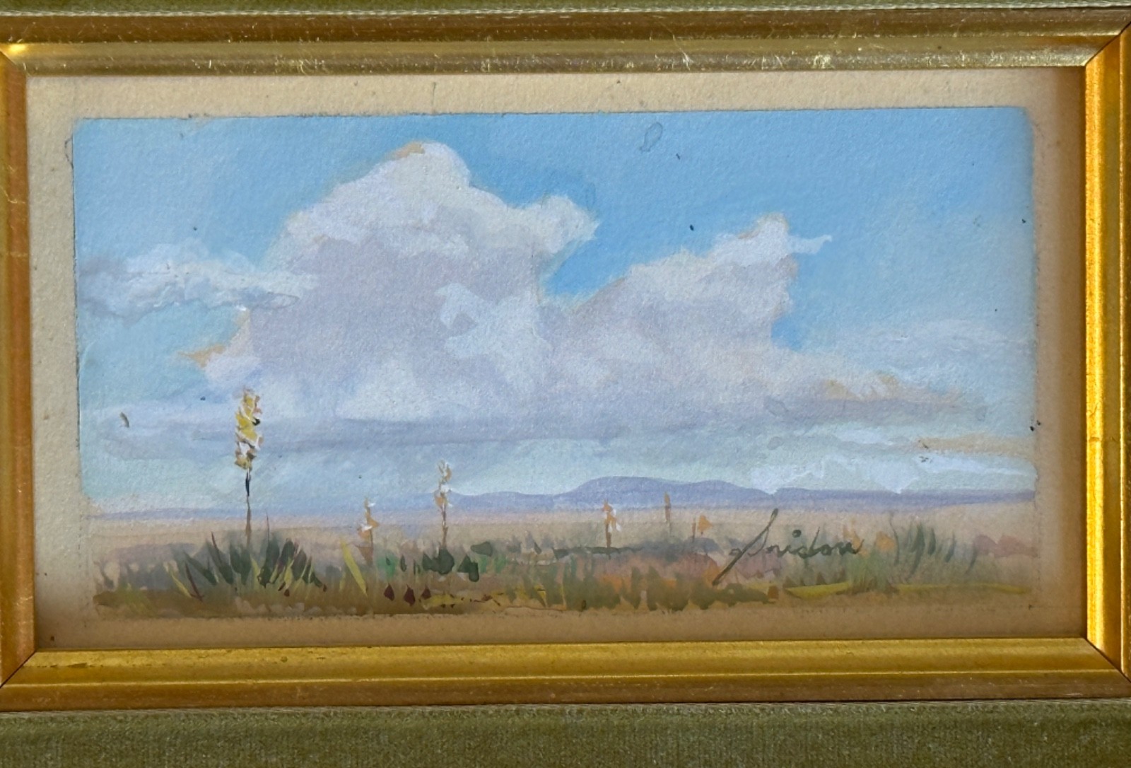 GORDON SNIDOW ORIGINAL GOUACHE PAINTING SIGNED FRAMED 7.25″ X 9.25″