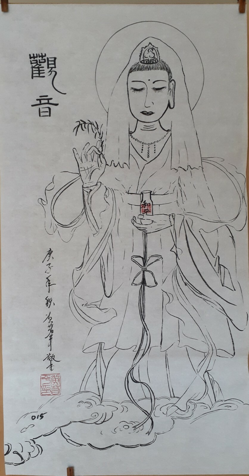 Chinese Painting Guanyin Avalokiteśvara painted by Jason Huang