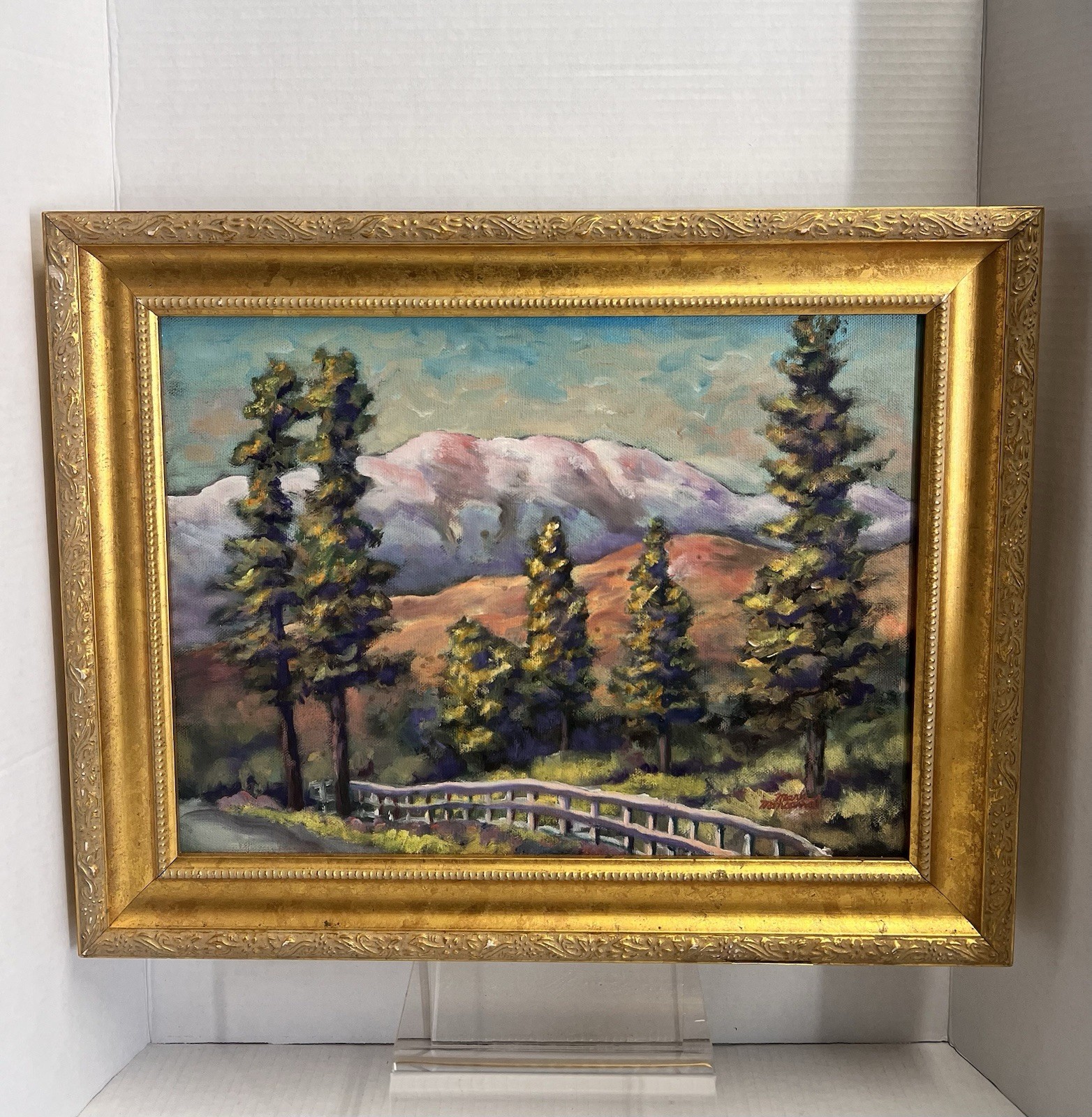 Mark Monsarrat Original Oil Painting “Palm Springs Mtn Road View” 12×16” 1998
