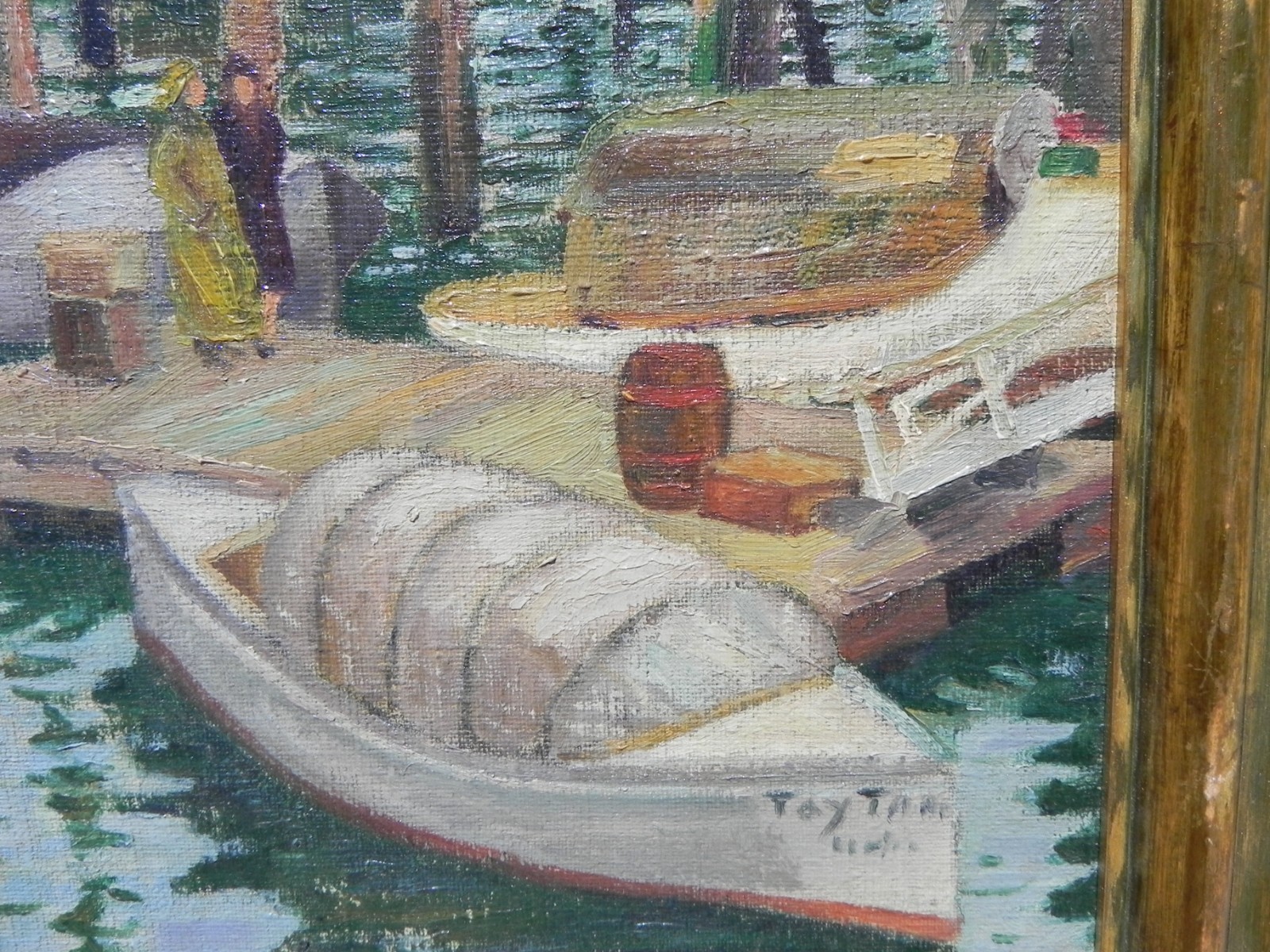 American impressionist art ca1930 wharf painting Olive Sprogle Herne 1893-1971