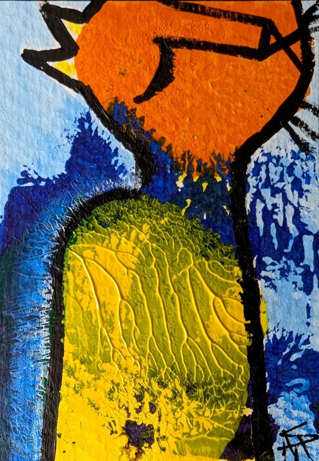 ACEO Cat Painting Abstract Original Expressionism Modern Art By Samantha McLean