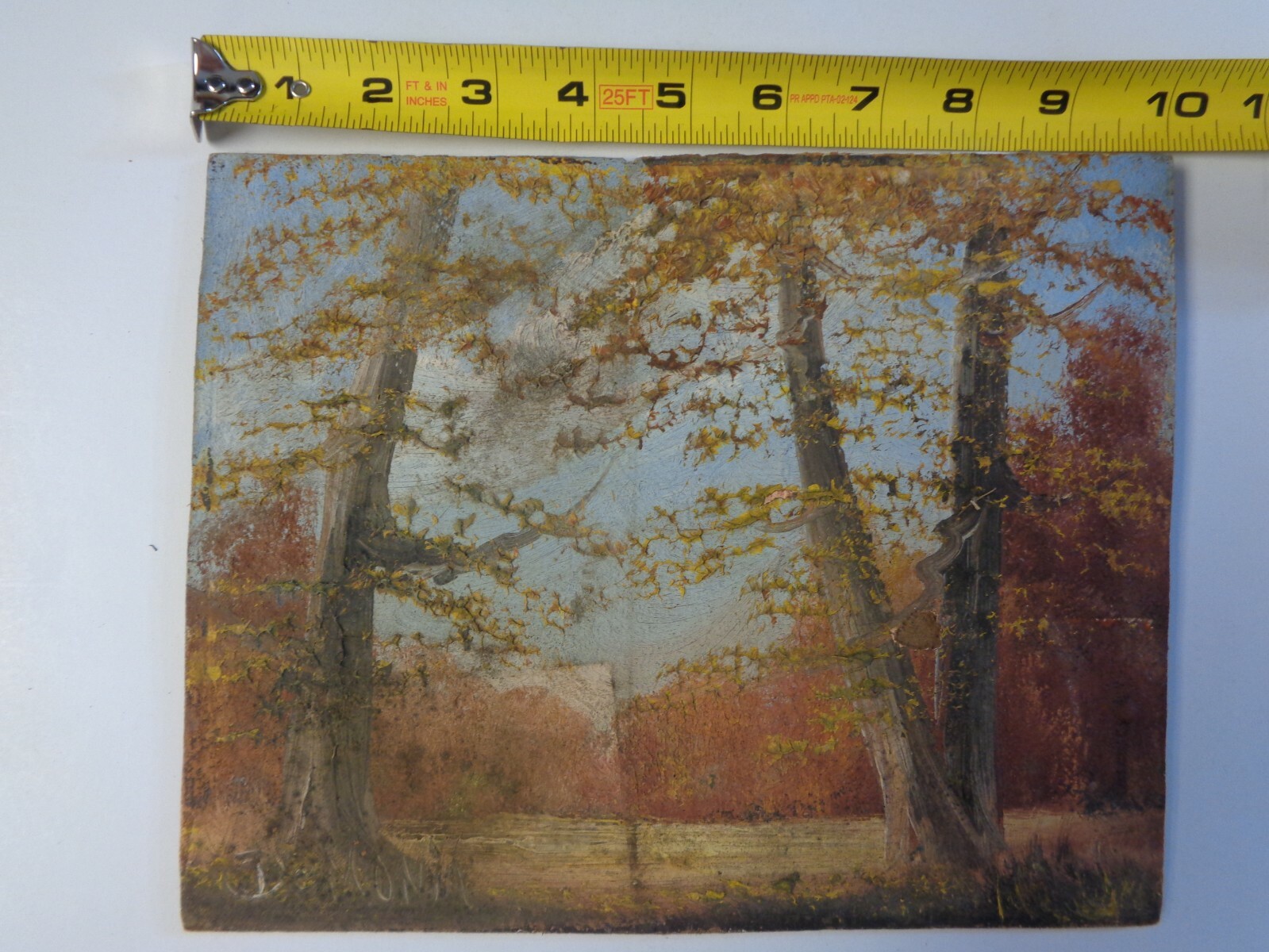 Art watercolor, signed, 10″ on fiberboard, Autumn, Trees, Leaves, original