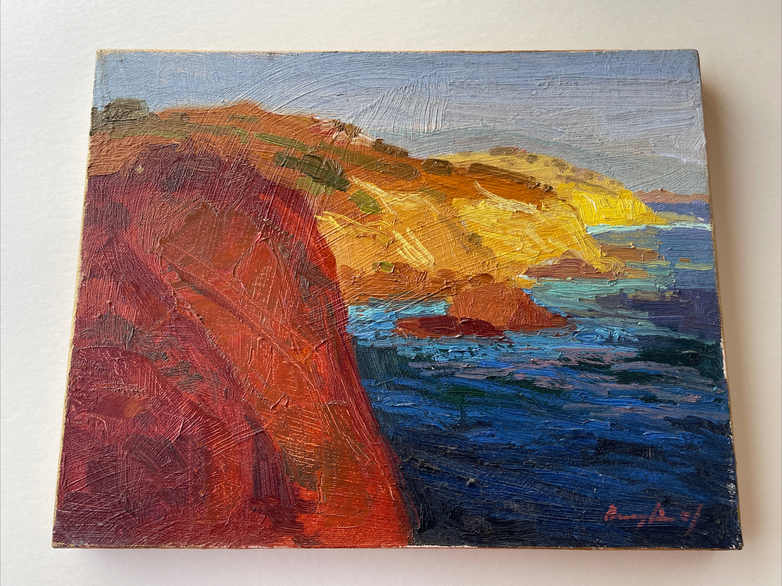 Coastal Impressionist Painting Beach Cliffs Rocks Seascape American Landscape