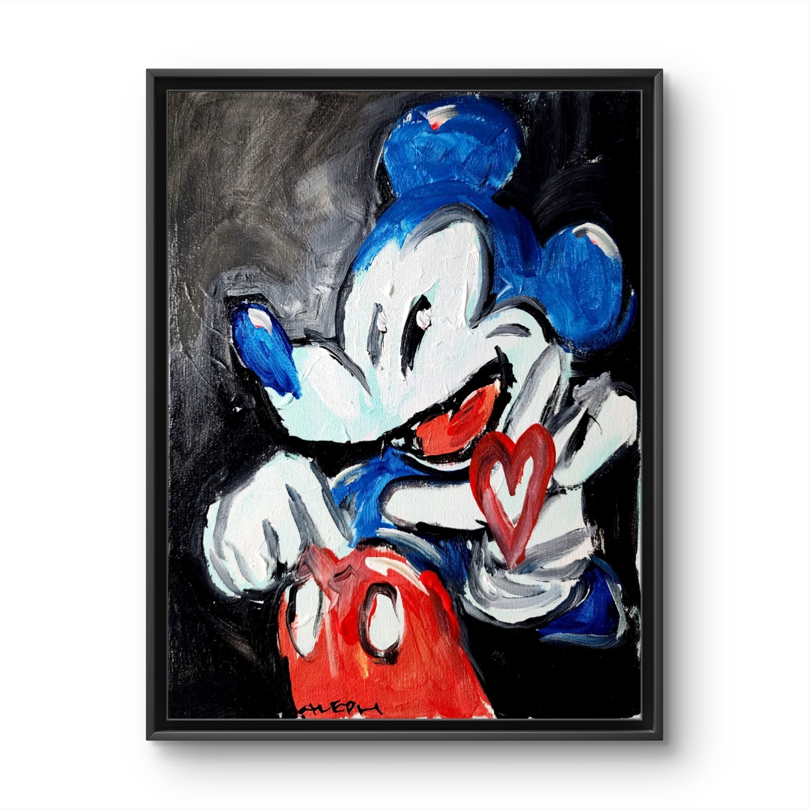 Abstract Expressionism Original Painting Mickey Mouse 14×11 Pop Art Canvas Decor