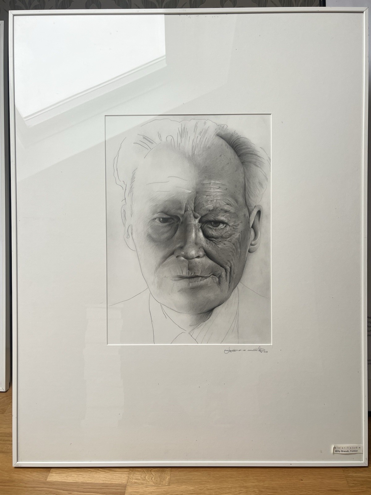 Willy Brandt Portrait (2006) Original Pencil Drawing, Signed 92 x 72cm