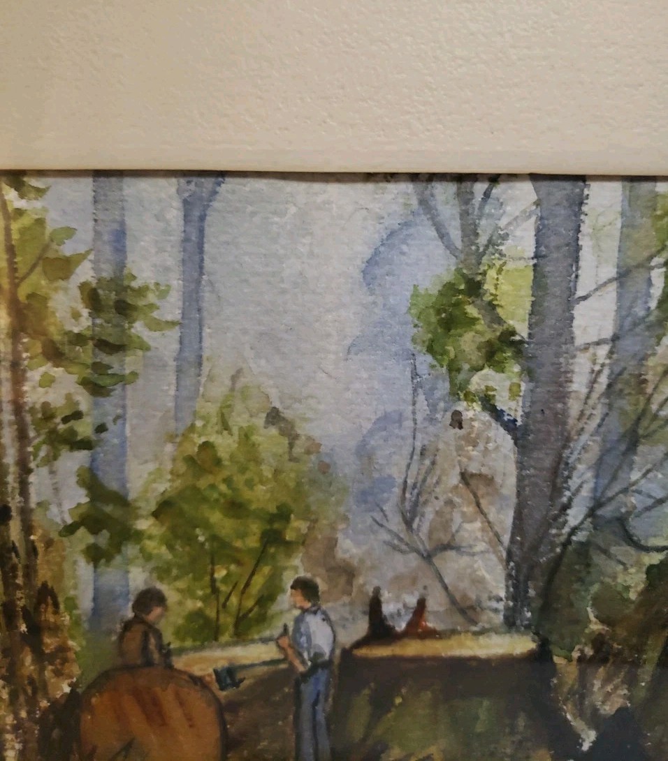 Original Watercolor Figural Landscape Signed L. Frank, LUELLA FRANK, Hershey, PA