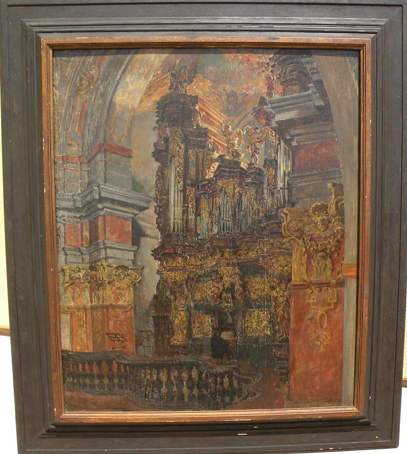 Frantisek Jelinek 1890-1977 Czech painting cathedral interior 1916 very large