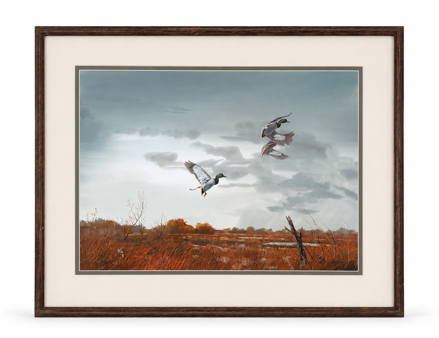Robert Bob Binks Signed Original Mallard Duck 1979 Waterfowl Wildlife Scene USA
