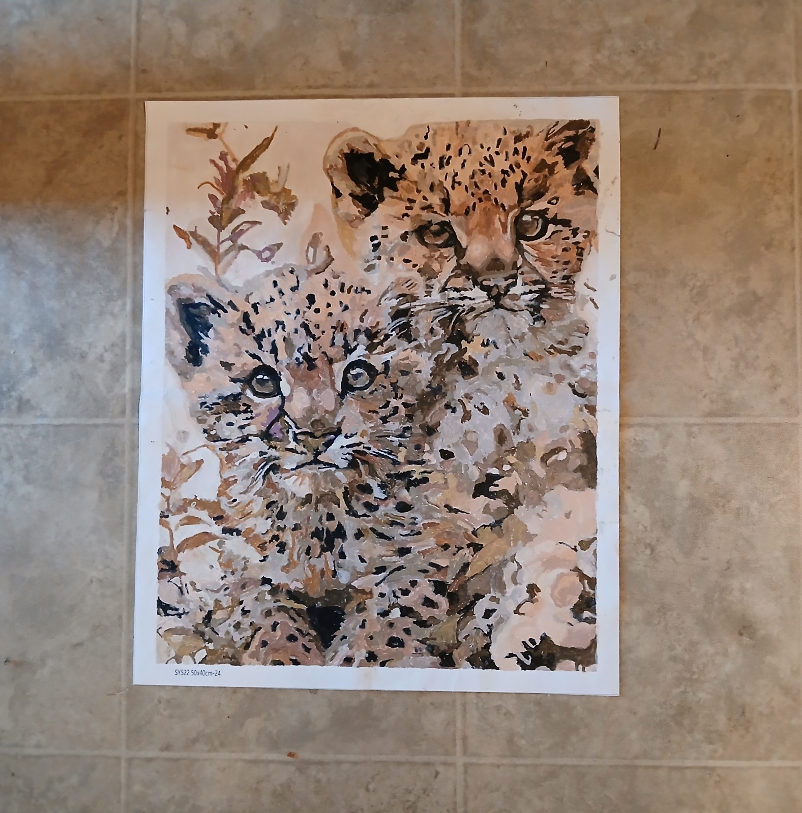 Hand Painted By Number Painting on Canvas Completed Unframed 16×21 Cm
