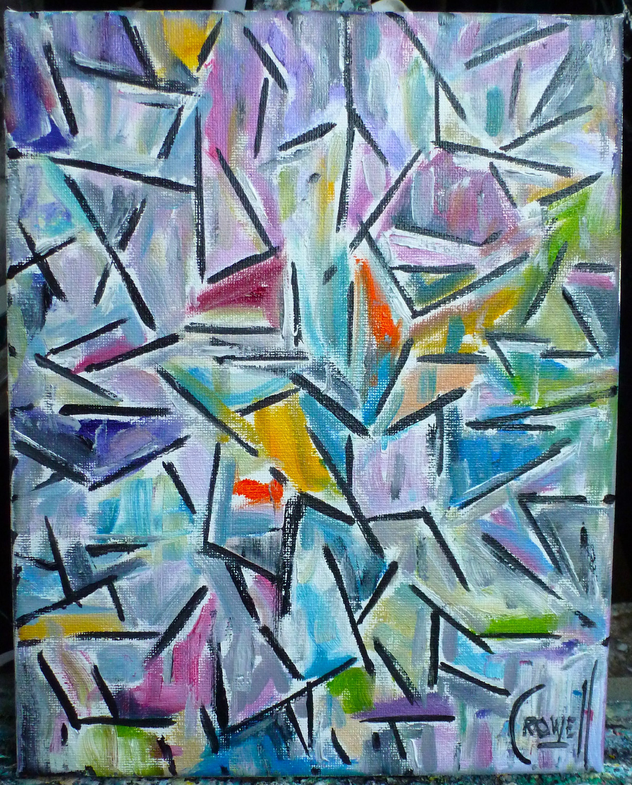 A POINT IN TIME abstract NEW oil painting 8×10 canvas original signed Crowell